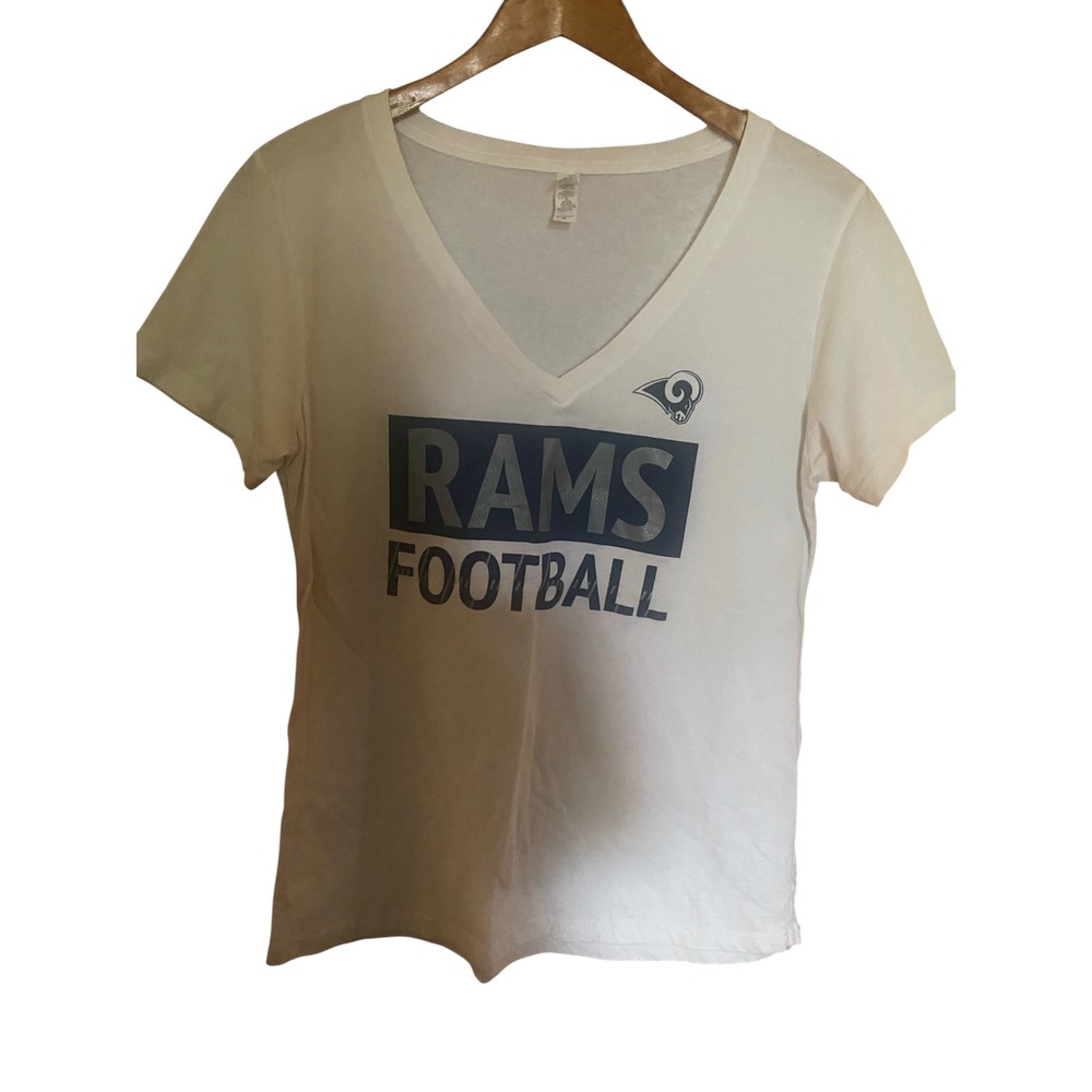 Womens Los Angeles Rams‎ Football T Shirt V Neck Short Sleeve Top Size XL